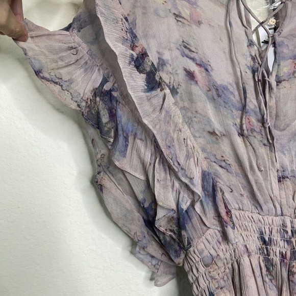 IRO Brantes Floral Ruffle Trim Floral Georgette Lace Up Romper Sz 34 (XS) NWT - Picture 4 of 14